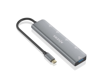 Aisens Hub USB 3.2 Gen1 5G USB-C - USB-C/M-1xUSB-C PD100W/H-1xUSB-C/H-3xUSB-A/H - 15cm