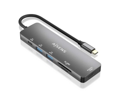 Aisens USB-C Dock 6 en 1 - USB-C a 1xHDMI - 2xUSB-A - 1xUSB-C PD 100W - 1xSD - 1xMicro SD - 15cm