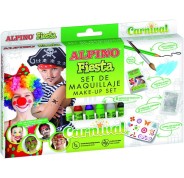 Alpino Fiesta Carnival Pack de Maquillaje con 6 Barritas de Pintura Facial + Pincel + Tatuajes en Calcomania + Lapiz Perfilador y 2 Sobres de Purpurina - Se Lava con Agua - Testado Dermatologicamente