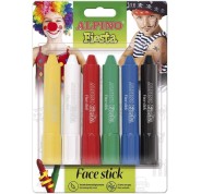 Alpino Fiesta Face Stick Pack con 6 Barritas de Pintura Facial - Sistema Retractil Giratorio - Se Lava con Agua - Testado Dermatologicamente