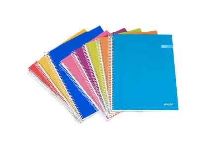 Ancor Classic Stripes Cuaderno Espiral Tamaño A5 Cuadriculado 4x4mm - 80 Hojas 60gr - Tapa Dura de Carton Plastificado - Colores Surtidos