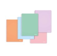 Ancor Classic Stripes Cuaderno Espiral Tamaño Folio Cuadriculado 4x4mm - 80 Hojas 90gr - Tapa de Plastico - Colores Pastel Surtidos