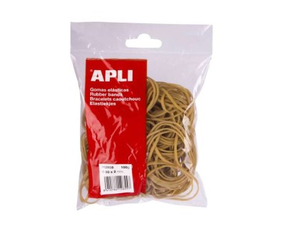 Apli Bolsa de Gomas Elasticas Ø 80x2mm 100grs - Gran Elasticidad y Excelente Resistencia - 70% de Caucho Natural