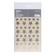 Apli Bolsa de Gomets Estrella - 12.5mm x 19.5mm - Holograficos con Adhesivo Permanente - 3 Hojas y 120 Gomets - Cumplen Normas EN-71 y FSC - Adhesivo Base Agua - Papeles ECF - Materiales 100% Reciclables