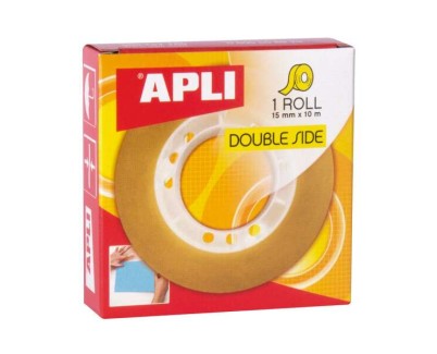 Apli Cinta Adhesiva de Doble Cara 15 mm x 10 m - Transparente