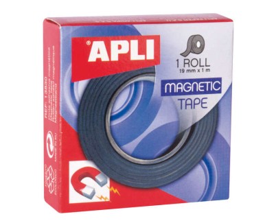 Apli Cinta Adhesiva Magnetica 19mm x 1m - Facil de Cortar y Pegar - Ideal para Manualidades y Organizacion - Negra