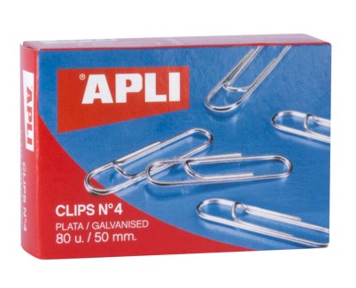 Apli Clips Alambre Nº 4 - 50mm - Acabado Galvanizado Plata - 80 Unidades por Caja - Organiza tus Documentos