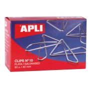 Apli Clips Mariposa Alambre Nº 10 (40mm) Acabado Galvanizado-Plata-Organiza tus Documentos con Estilo-Caja con 50 Clips