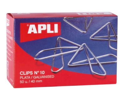 Apli Clips Mariposa Alambre Nº 10 (40mm) Acabado Galvanizado-Plata-Organiza tus Documentos con Estilo-Caja con 50 Clips