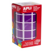 Apli Gomets Cuadrados Lila - 20 x 20mm - 59 Hojas Pretroqueladas - 1770 Gomets por Rollo - Ideal para Escuelas y Talleres Infantiles - Normas EN-71 y FSC - Adhesivo Base Agua - Materiales 100% Reciclables