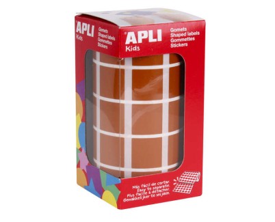 Apli Gomets Cuadrados Marrones - 20x20mm - 59 Hojas Pretroqueladas - 1770 Gomets por Rollo - Ideal para Actividades Infantiles - Normas EN-71 y FSC - Adhesivo Base Agua - Materiales 100% Reciclables