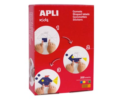 Apli Gomets Estrella Adhesivo Permanente - 12mm, 16mm y 20mm - 7000 Gomets por Caja - Ideal para Escuelas y Talleres Infantiles