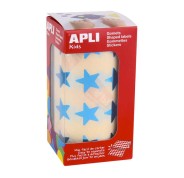 Apli Gomets Estrella Azul Metalizado - Tamaño 19.5mm - Adhesivo Permanente - 1416 Gomets por Rollo - Ideal para Actividades Creativas con Niños