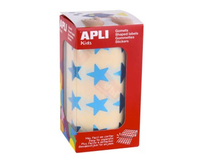 Apli Gomets Estrella Azul Metalizado - Tamaño 19.5mm - Adhesivo Permanente - 1416 Gomets por Rollo - Ideal para Actividades Creativas con Niños