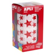 Apli Gomets Estrella Rojos - 12.5mm y 19.5mm - Adhesivo Permanente - 59 Hojas - 2360 Gomets por Rollo - Ideal para Desarrollar Habilidades y Cumplir Normas de Calidad y Seguridad