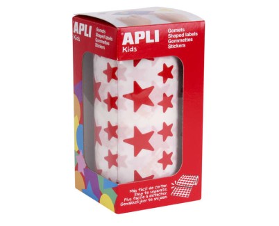 Apli Gomets Estrella Rojos - 12.5mm y 19.5mm - Adhesivo Permanente - 59 Hojas - 2360 Gomets por Rollo - Ideal para Desarrollar Habilidades y Cumplir Normas de Calidad y Seguridad