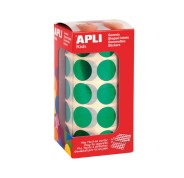 Apli Gomets Redondos Ø 20mm Verde Metalizado - 59 Hojas Pretroqueladas - Adhesivo Permanente - Normas EN-71 y FSC - Adhesivo Base Agua - Materiales Reciclables