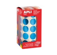 Apli Gomets Redondos Azul Metalizado Ø 20mm - 59 Hojas Pretroqueladas - 1770 Gomets por Rollo - Ideal para Escuelas y Talleres Infantiles - Cumple Normas EN-71 y FSC