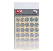 Apli Gomets Redondos Holograficos Ø 20mm - Adhesivo Permanente - 90 Gomets en 3 Hojas - Desarrollo de Habilidades y Creatividad - Normas de Calidad y Seguridad - Reciclables