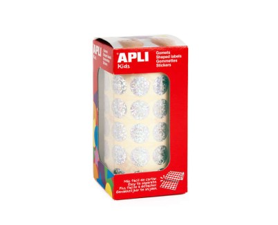 Apli Gomets Redondos Holograficos - Tamaño Ø 15mm - Adhesivo Permanente - 59 Hojas Pretroqueladas - Desarrolla la Psicomotricidad Fina y Trabaja Varias Capacidades y Habilidades