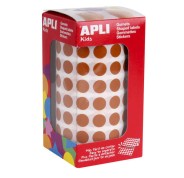 Apli Gomets Redondos Marron Ø 10.5mm - 59 Hojas Pretroqueladas - 5192 Gomets por Rollo - Ideal para Escuelas y Talleres Infantiles - Adhesivo Permanente Base Agua - Normas EN-71 y FSC