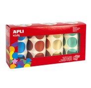 Apli Gomets Redondos Metalizados Ø 33mm - Pack de 4 Rollos (Amarillo, Azul, Rojo y Verde) - 2256 Gomets en Total - Hojas Pretroqueladas para Facil Separacion