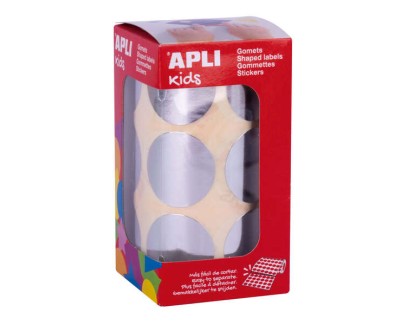 Apli Gomets Redondos Plata Metalizado - Ø33mm - 59 Hojas Pretroqueladas - Adhesivo Base Agua - Normas EN-71 y FSC