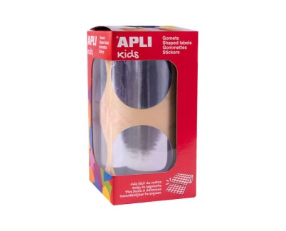 Apli Gomets Redondos Plata Metalizado - Ø 45mm - 354 Gomets por Rollo - Desarrolla Psicomotricidad Fina y Varias Capacidades y Habilidades