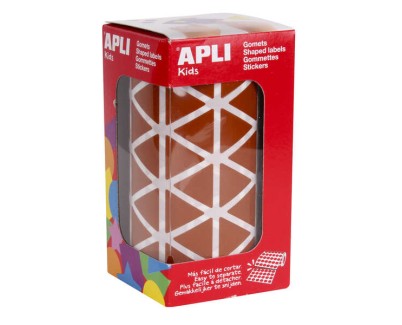 Apli Gomets Triangulares Marron 20x20x20mm - 59 Hojas Pretroqueladas - 2832 Gomets por Rollo - Ideal para Escuelas y Talleres Infantiles - Adhesivo Base Agua y Libre de Disolventes - Cumple con Normas EN-71 y FSC