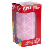 Apli Gomets Triangulares Rosa - Tamaño 20x20x20mm - Adhesivo Permanente - 2832 Gomets por Rollo - Ideal para Actividades Creativas y Desarrollo de Habilidades