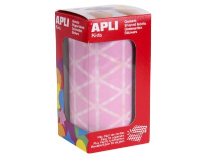 Apli Gomets Triangulares Rosa - Tamaño 20x20x20mm - Adhesivo Permanente - 2832 Gomets por Rollo - Ideal para Actividades Creativas y Desarrollo de Habilidades