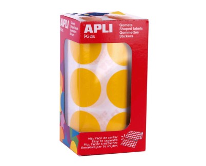 Apli Gomets XL Redondos Ø 33mm Amarillo Adhesivo Permanente - 59 Hojas Pretroqueladas - 708 Gomets por Rollo