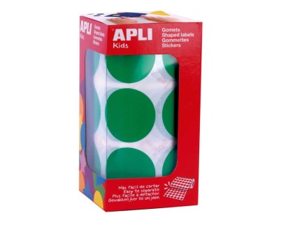 Apli Gomets XL Redondos Verdes - Ø 33mm - Adhesivo Permanente - 708 Gomets por Rollo