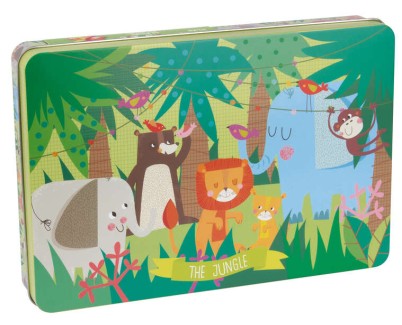 Apli Kids Puzzle Tematica La Jungla de 24 Piezas de 8x8cm - Caja Metalica Rectangular - Facil Manejo - Desarrollo de Habilidades - Diseño Exclusivo de Martina Hogan - Recomendado para Niños a partir de 3 Años