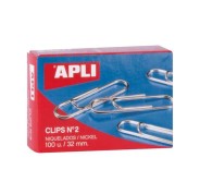 Apli Pack de 100 Clips Niquelados Nº2 32mm