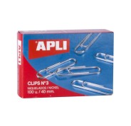 Apli Pack de 100 Clips Niquelados nº3 40 mm