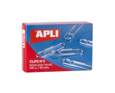 Apli Pack de 100 Clips Niquelados nº3 40 mm