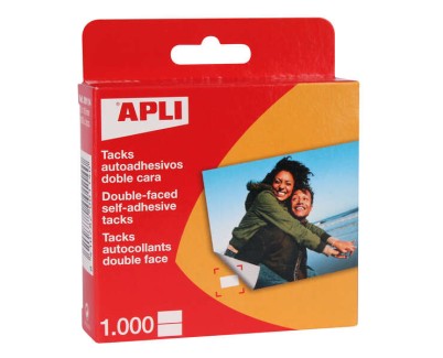 Apli Pack de 1000 Tacks Autoadhesivos Doble Cara - Tamaño 12x16mm - Ideal para Manualidades y Albumes - Libre de Acidos