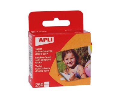 Apli Pack de 250 Tacks Autoadhesivos Doble Cara 12x16mm - Ideal para Fotos, Scrapbooking y Manualidades - Libre de Acidos