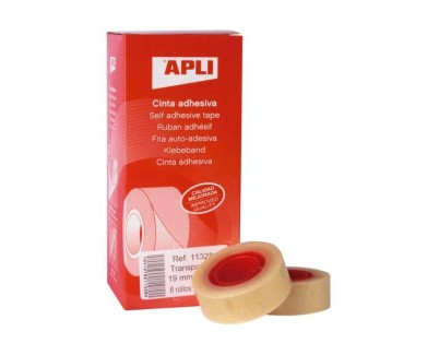 Apli Pack de 8 Cintas Adhesivas Transparente 19 mm x 33 m