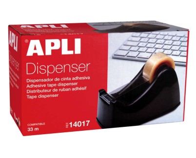 Apli Porta Cinta Office - para Rollos de 33mm - Facil de Usar y Transportar - Resistente y Duradero - Blanco