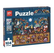 Apli Puzzle Observacion Bosque de 104 Piezas de 5x5cm - Incluye Poster y 3 Fichas - Facil Manejo - Desarrolla Habilidades y Autoestima - Recomendado para Niños a partir de 5 Años