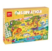 Apli Puzzle Observacion Junior Jungla de 60 Piezas de 6x6cm - Incluye Poster y 1 Ficha con Diferentes Objetos - Desarrolla la Concentracion, Observacion y Memoria - Recomendado para Niños a partir de 4 Años