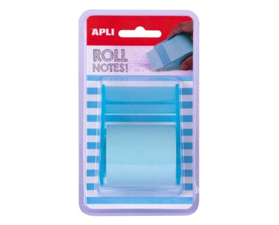 Apli Rollo Dispensador de Nota Adhesiva 50mm x 8m - Facil de Usar - Adhesivo de Calidad - Diseño Ergonomico - Azul Pastel