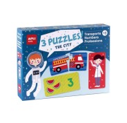 Apli Set de 3 Puzzles: Transporte, Profesiones y Numeros - 24 Piezas por Puzzle, 72 Piezas Total - Recomendado para Niños a partir de 3 Años