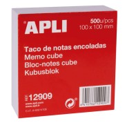 Apli Taco de Notas 100x100 - 500 Hojas - Adhesivo - Blanco