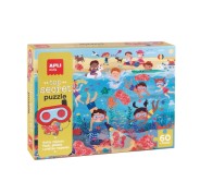 Apli Top Secret Puzzle de 60 Piezas 6x6cm - Tematica Playa - Usa las Gafas para Descubrir Zonas Secretas - Poster para Facilitar Montaje - Recomendado para Niños a partir de 4 Años