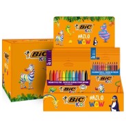 Bic Kids Expositor de 12 Packs de 12 Rotuladores Couleur + 12 Packs de 12 Lapices de Colores Evolution Stripes - Colores Surtidos