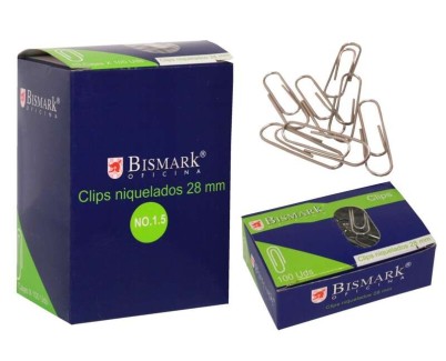 Bismark Pack de 100 Clips Nº1.5 28mm - Niquelados