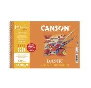 Canson Basik Bloc de Dibujo Espiral 20 Hojas A4+ 130g - Sin Recuadro - Medidas 23x32.5cm - Color Blanco